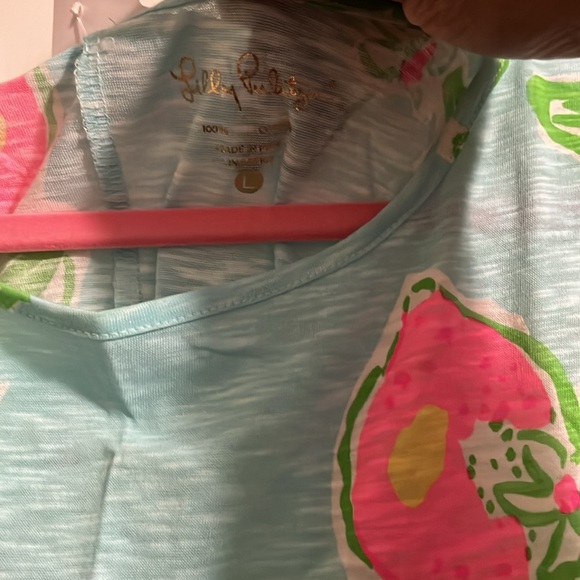 Lilly Pulitzer Marlowe dress- size Large- Pink Lemonade, Pool blue. - Picture 3 of 5